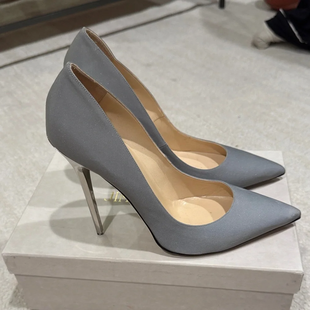Jimmy Choo Anouk reflective Silver Heels - Picture 7 of 11